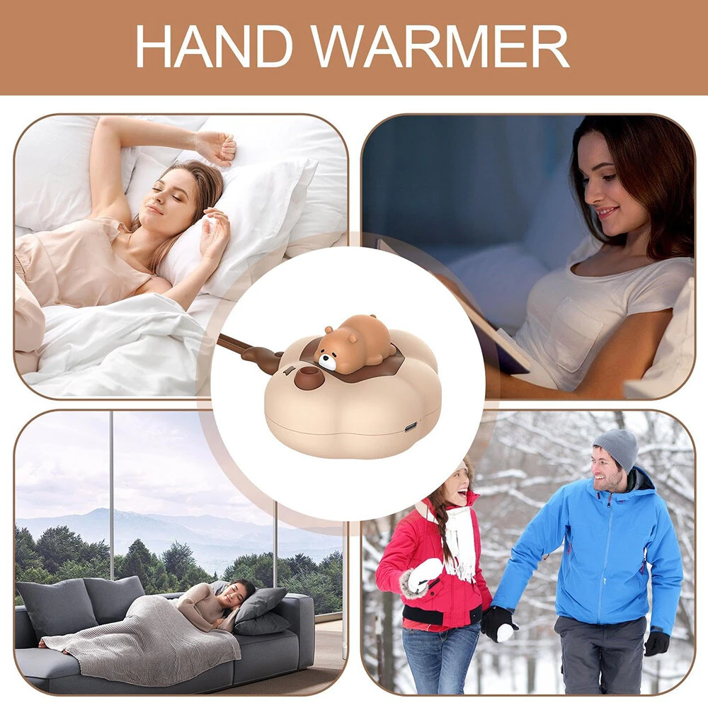 (image for) 2 In 1 Pocket Hand Warmer Cute Animal Shape Silicone Heated Hand Warmers USB Rechargeable Hand Warmers with 2 Heat Modes