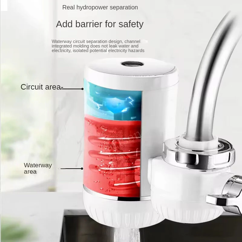 (image for) Instant Electric Water Heater Tap 3000W 220V IPX4 Waterproof Rapid Heating Easy Installation for Kitchen and Bathroom